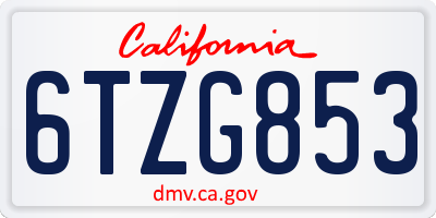 CA license plate 6TZG853