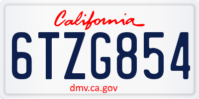 CA license plate 6TZG854