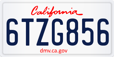 CA license plate 6TZG856