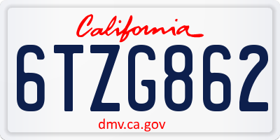 CA license plate 6TZG862