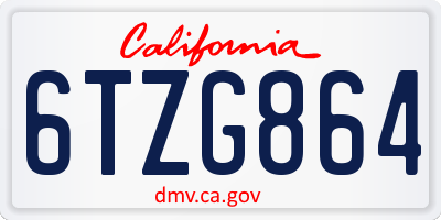 CA license plate 6TZG864