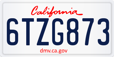 CA license plate 6TZG873