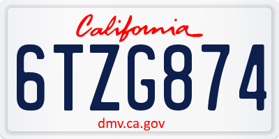 CA license plate 6TZG874