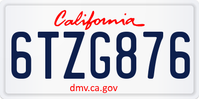 CA license plate 6TZG876