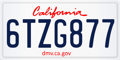 CA license plate 6TZG877