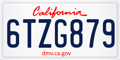CA license plate 6TZG879