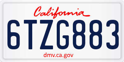 CA license plate 6TZG883