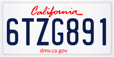 CA license plate 6TZG891