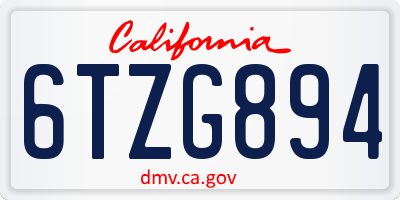 CA license plate 6TZG894