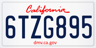 CA license plate 6TZG895