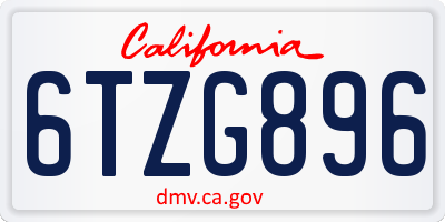 CA license plate 6TZG896