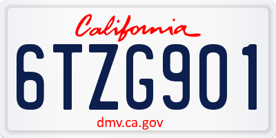 CA license plate 6TZG901