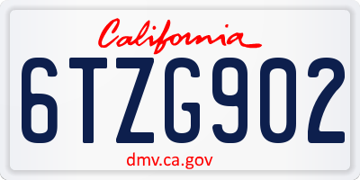 CA license plate 6TZG902