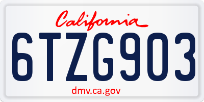 CA license plate 6TZG903