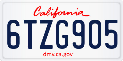 CA license plate 6TZG905