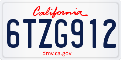 CA license plate 6TZG912