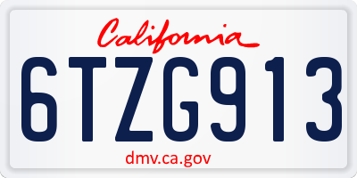 CA license plate 6TZG913