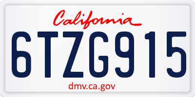CA license plate 6TZG915