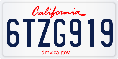 CA license plate 6TZG919