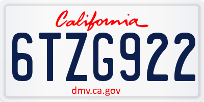 CA license plate 6TZG922