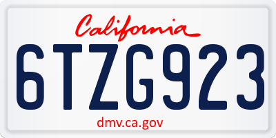 CA license plate 6TZG923