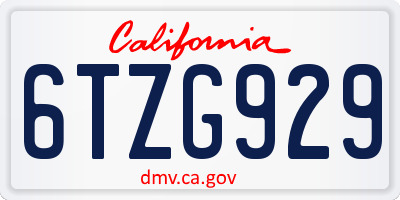CA license plate 6TZG929