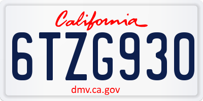 CA license plate 6TZG930