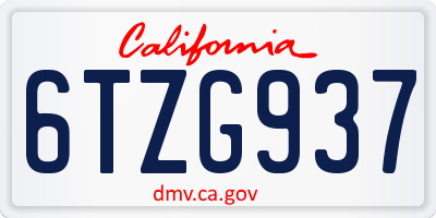 CA license plate 6TZG937