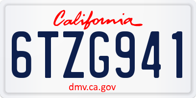 CA license plate 6TZG941