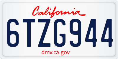 CA license plate 6TZG944