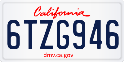 CA license plate 6TZG946