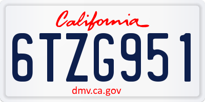CA license plate 6TZG951