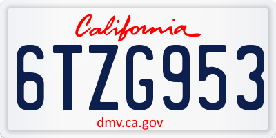 CA license plate 6TZG953