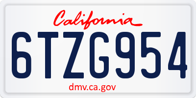 CA license plate 6TZG954
