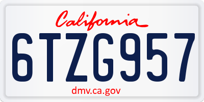 CA license plate 6TZG957