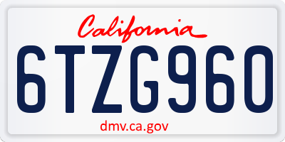CA license plate 6TZG960