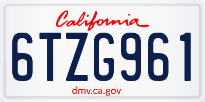 CA license plate 6TZG961