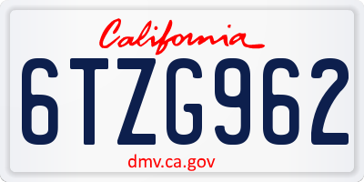 CA license plate 6TZG962