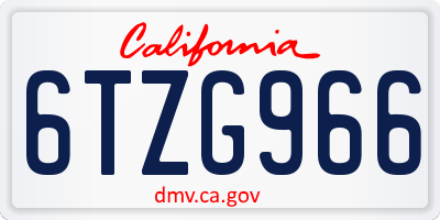 CA license plate 6TZG966