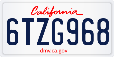 CA license plate 6TZG968