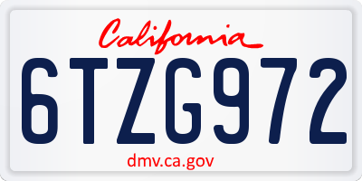 CA license plate 6TZG972