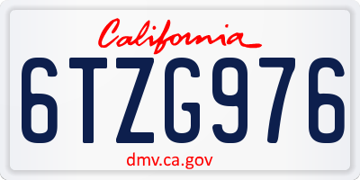 CA license plate 6TZG976