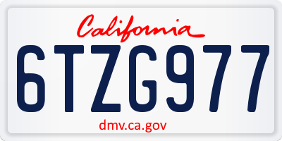 CA license plate 6TZG977