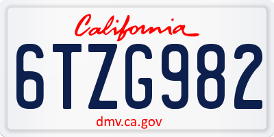 CA license plate 6TZG982
