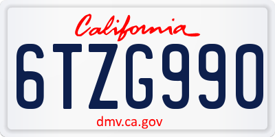 CA license plate 6TZG990