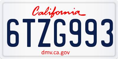 CA license plate 6TZG993