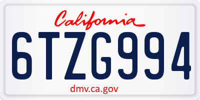 CA license plate 6TZG994