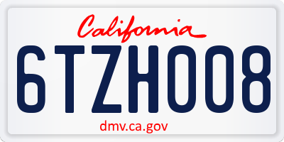 CA license plate 6TZH008