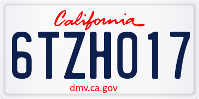 CA license plate 6TZH017