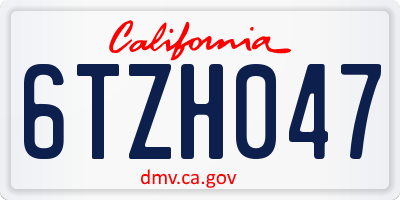 CA license plate 6TZH047